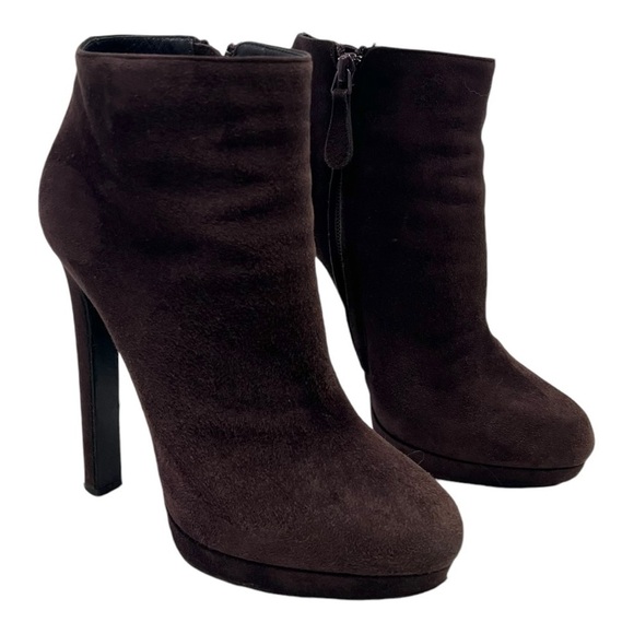 Alexander McQueen Deep Purple Suede High Heel Platform Ankle Booties Women 38 - Picture 1 of 16